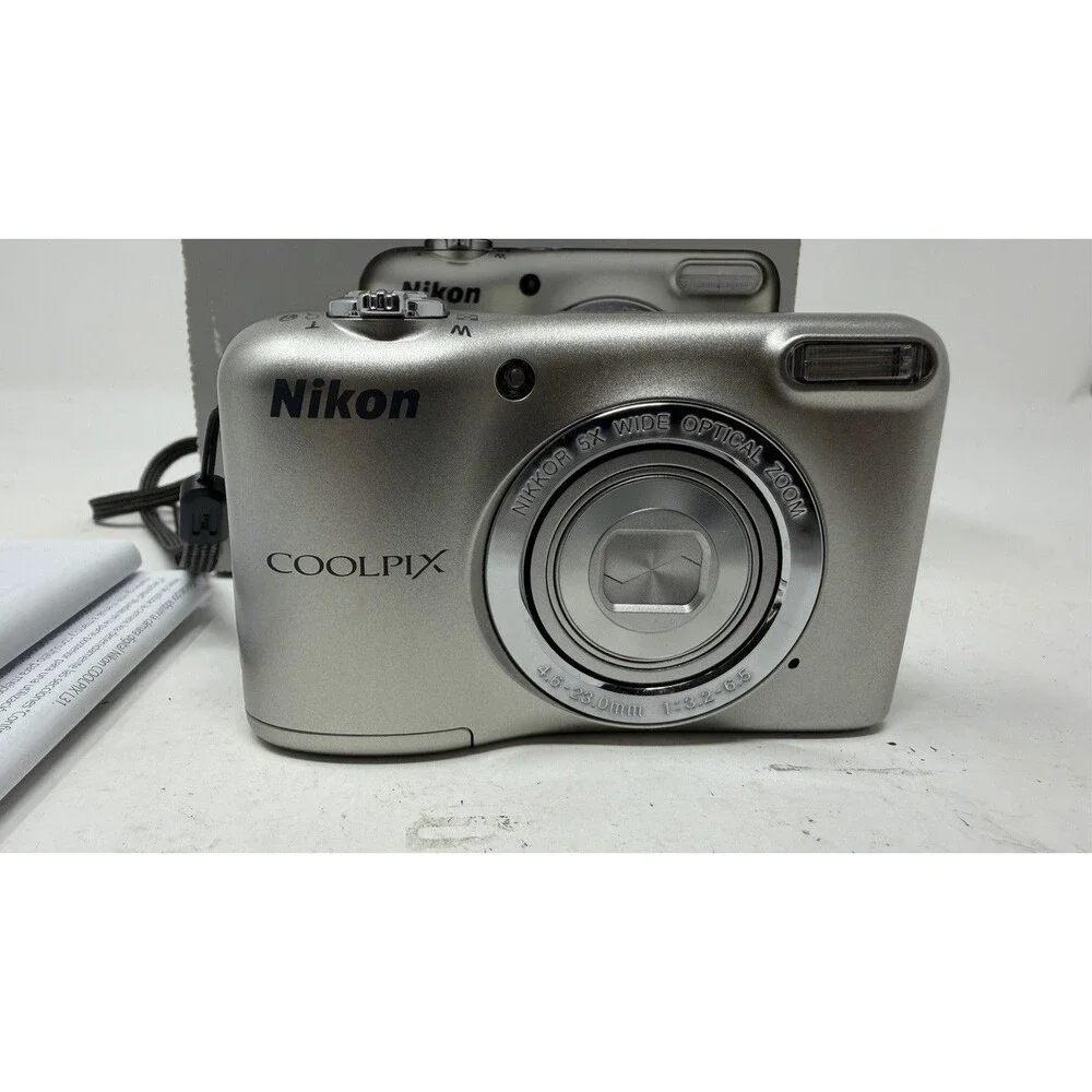 Nikon COOLPIX L31 16.1MP 5x Optical Zoom Silver Digital Camera W/ Box Works